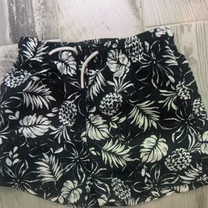 Tropical Black and White Kids Swim Trunks